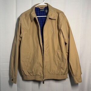 NWOT Chaps Mens Tan Golf Jacket Harrington Style Full Zip Lined Size M